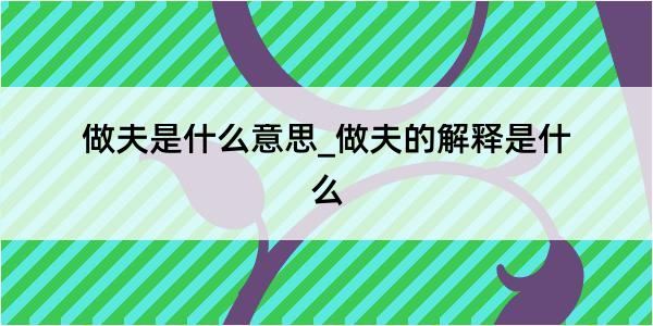 做夫是什么意思_做夫的解释是什么