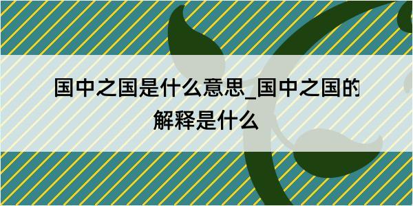 国中之国是什么意思_国中之国的解释是什么