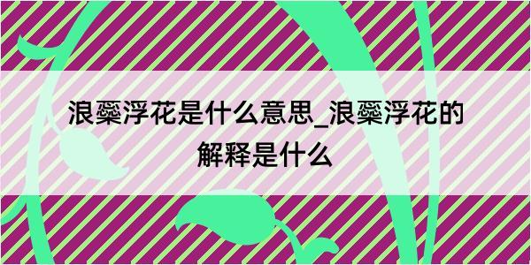 浪蘂浮花是什么意思_浪蘂浮花的解释是什么