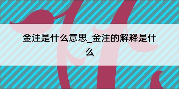 金注是什么意思_金注的解释是什么