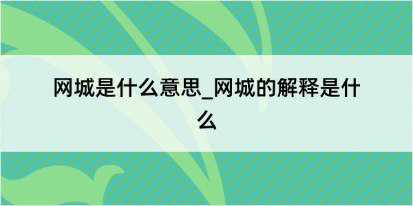 网城是什么意思_网城的解释是什么