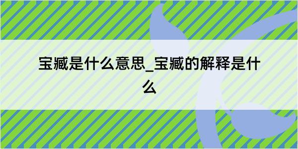 宝臧是什么意思_宝臧的解释是什么