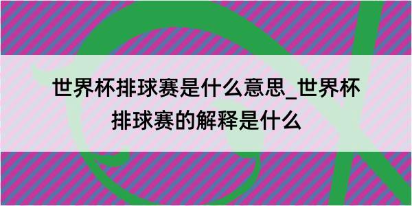 世界杯排球赛是什么意思_世界杯排球赛的解释是什么