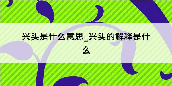 兴头是什么意思_兴头的解释是什么