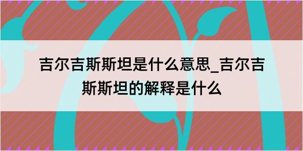 吉尔吉斯斯坦是什么意思_吉尔吉斯斯坦的解释是什么