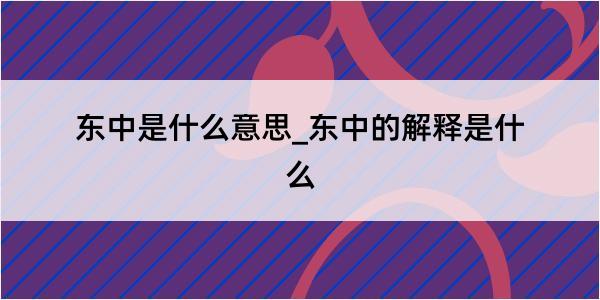 东中是什么意思_东中的解释是什么