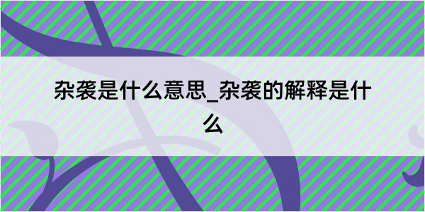 杂袭是什么意思_杂袭的解释是什么