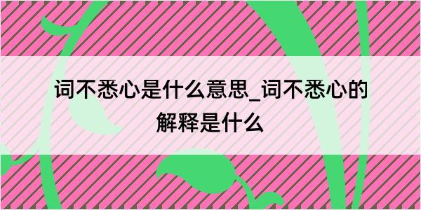 词不悉心是什么意思_词不悉心的解释是什么