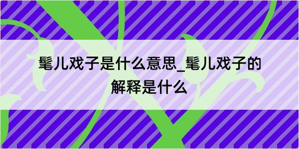 髦儿戏子是什么意思_髦儿戏子的解释是什么