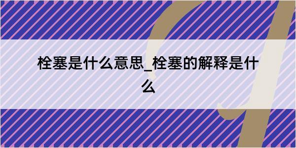 栓塞是什么意思_栓塞的解释是什么