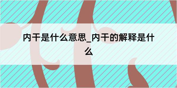 内干是什么意思_内干的解释是什么