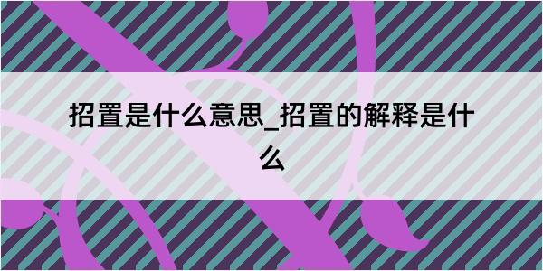 招置是什么意思_招置的解释是什么