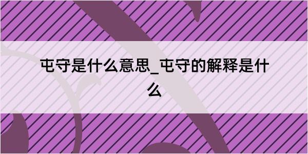 屯守是什么意思_屯守的解释是什么