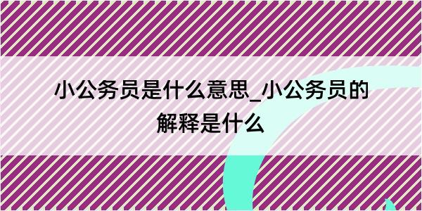 小公务员是什么意思_小公务员的解释是什么