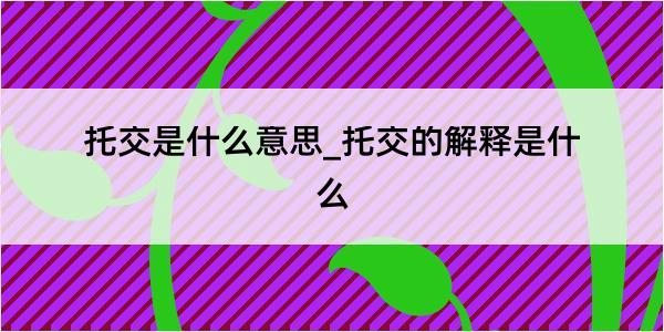 托交是什么意思_托交的解释是什么