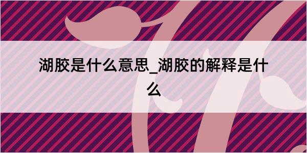 湖胶是什么意思_湖胶的解释是什么