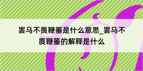 罢马不畏鞭箠是什么意思_罢马不畏鞭箠的解释是什么