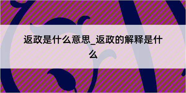 返政是什么意思_返政的解释是什么