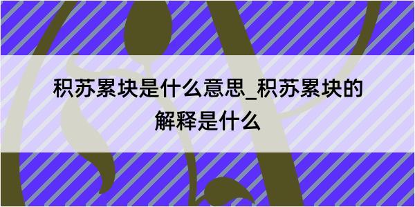 积苏累块是什么意思_积苏累块的解释是什么