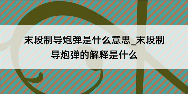 末段制导炮弹是什么意思_末段制导炮弹的解释是什么