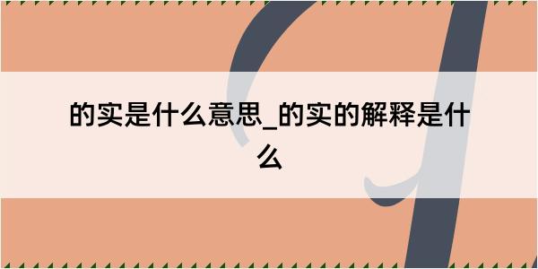 的实是什么意思_的实的解释是什么