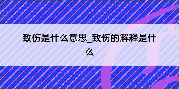 致伤是什么意思_致伤的解释是什么