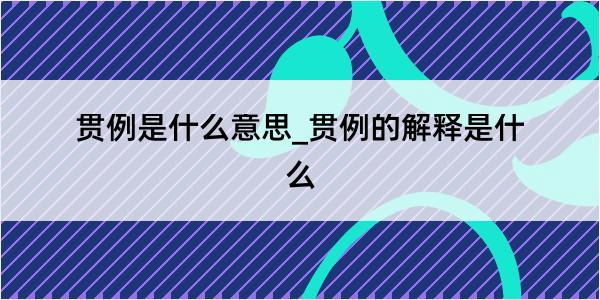 贯例是什么意思_贯例的解释是什么