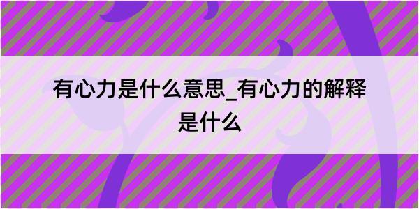 有心力是什么意思_有心力的解释是什么