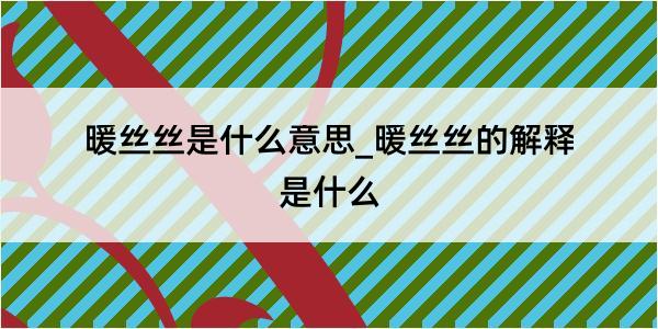 暖丝丝是什么意思_暖丝丝的解释是什么