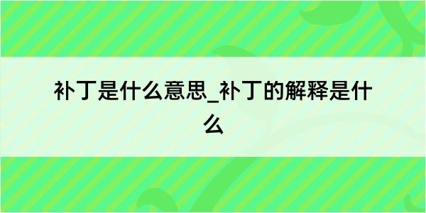 补丁是什么意思_补丁的解释是什么