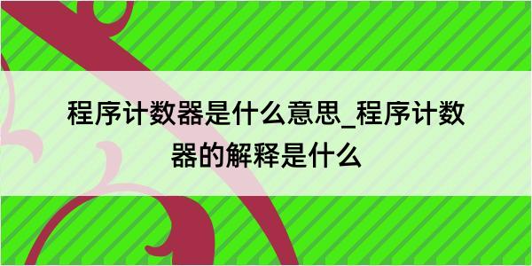 程序计数器是什么意思_程序计数器的解释是什么