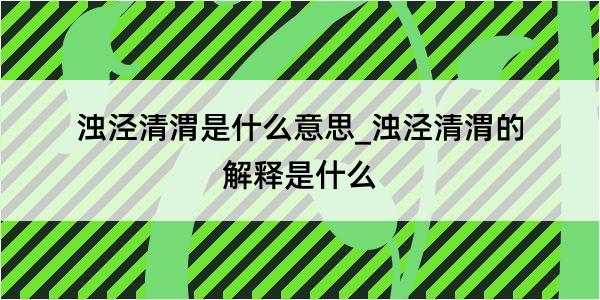 浊泾清渭是什么意思_浊泾清渭的解释是什么