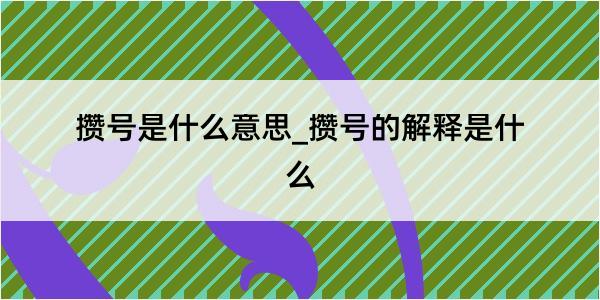 攒号是什么意思_攒号的解释是什么