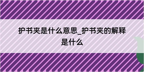 护书夹是什么意思_护书夹的解释是什么