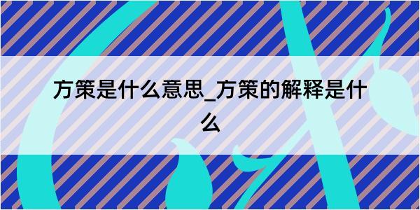 方策是什么意思_方策的解释是什么