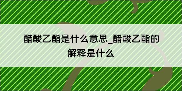 醋酸乙酯是什么意思_醋酸乙酯的解释是什么