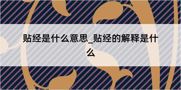 贴经是什么意思_贴经的解释是什么