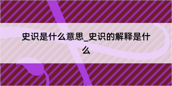 史识是什么意思_史识的解释是什么