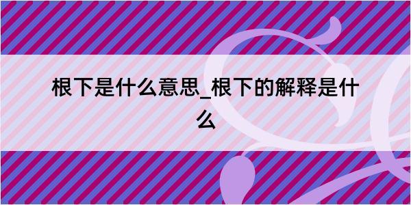 根下是什么意思_根下的解释是什么