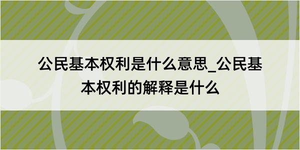 公民基本权利是什么意思_公民基本权利的解释是什么