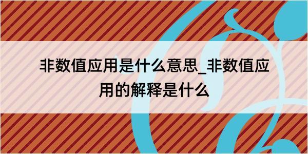 非数值应用是什么意思_非数值应用的解释是什么