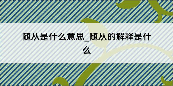 随从是什么意思_随从的解释是什么