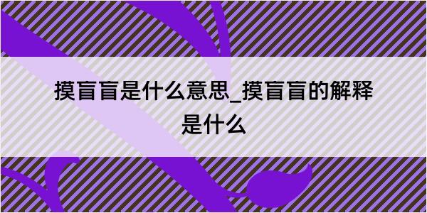 摸盲盲是什么意思_摸盲盲的解释是什么