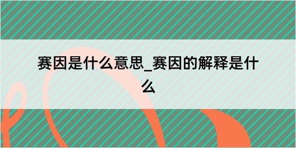 赛因是什么意思_赛因的解释是什么