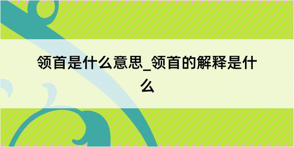 领首是什么意思_领首的解释是什么