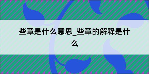 些章是什么意思_些章的解释是什么