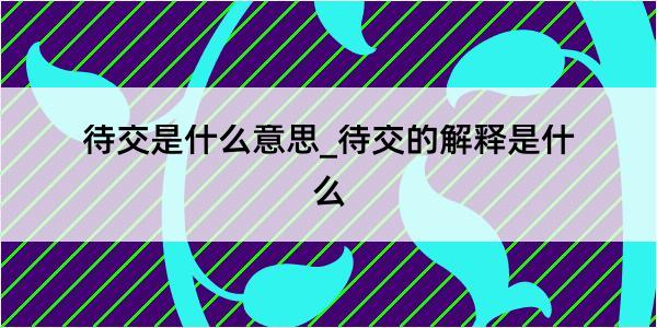 待交是什么意思_待交的解释是什么