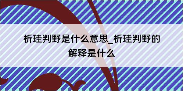 析珪判野是什么意思_析珪判野的解释是什么