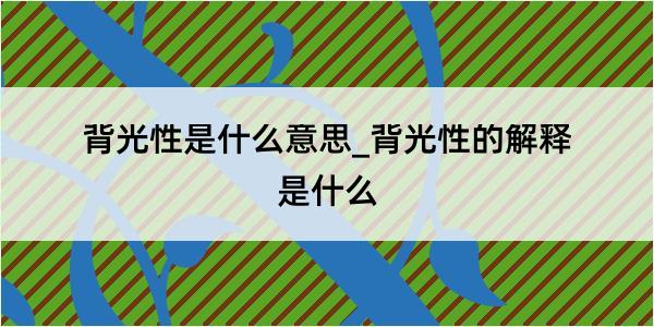 背光性是什么意思_背光性的解释是什么