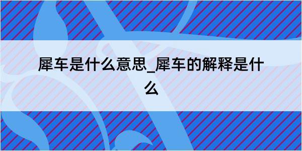 犀车是什么意思_犀车的解释是什么